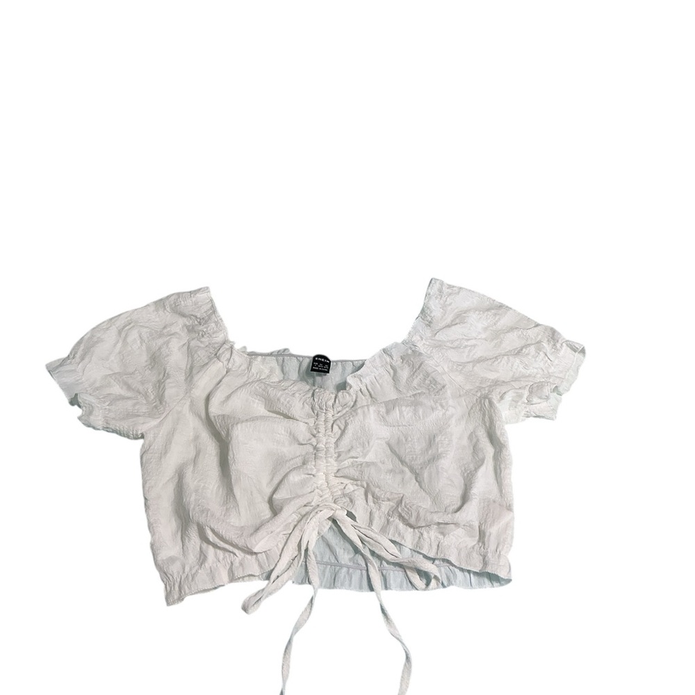 SHEIN White Textured Ruched Blouse
